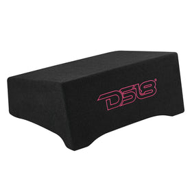 DS18 Single 10in Shallow Subwoofer and Enclosure 600 Watts RMS Downfiring Sealed Black Carpet