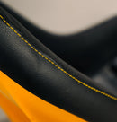 NRG GT Retro Bucket Seat - Black PVC Leather Yellow Stitching Yellow Glitter Fiberglass Back-3