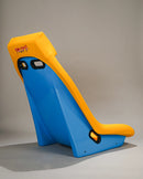 NRG GT Retro Bucket Seat - Yellow PVC Leather Yellow Stitching Off-White Fiberglass Back-4