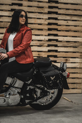 Willie & Max Universal Studded Series Compact Slant Saddlebags (12 in L x 9.5 in W x 5.5 in H)-Black - 0