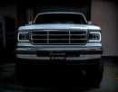 AlphaRex 92-96 Ford F-Series/Bronco NOVA-Series LED Proj Headlight Bk w/Actv Light SeqSig & SBDRL-2