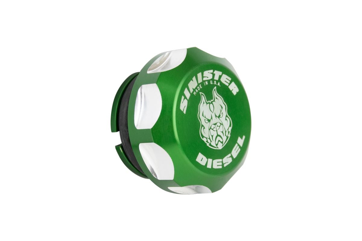 Sinister Diesel 13-17 Dodge/Ram 6.7 Cummins Billet Fuel Plug - Green