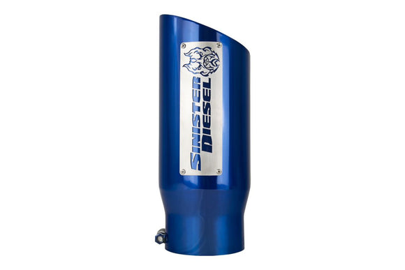 Sinister Diesel Dual Wall Exhaust Tip W/ Angle Cut (5in. to 6in.) - Blue