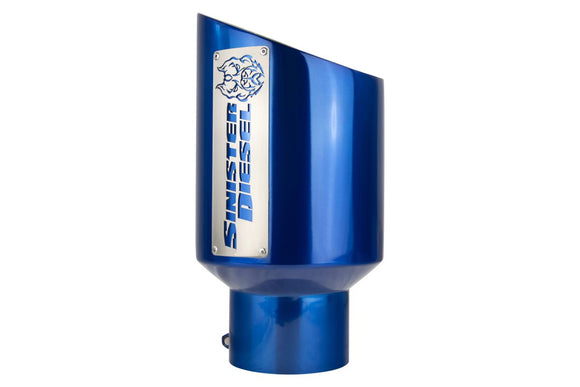 Sinister Diesel Dual Wall Exhaust Tip W/ Angle Cut (5in. to 7in.) - Blue