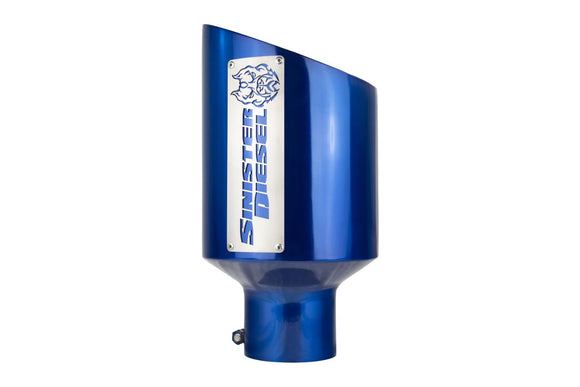 Sinister Diesel Dual Wall Exhaust Tip W/ Angle Cut (4in. to 8in.) - Blue