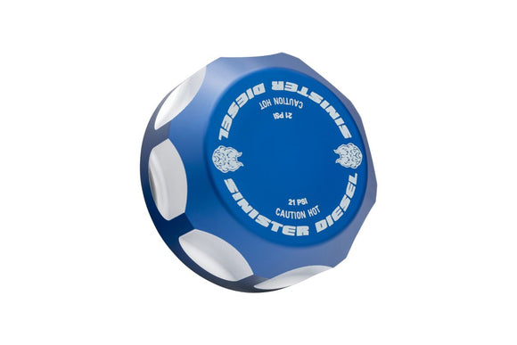 Sinister Diesel 17-19 Ford Powerstroke Coolant Reservoir Degas Bottle Cap - Blue