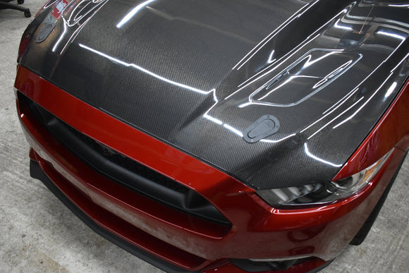 Anderson Composites 15-17 Ford Mustang (Excl. GT350/GT350R) Double Sided Carbon Fiber Cowl Hood