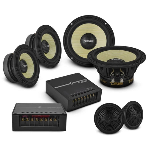 DS18 Dlx Quality 6.5in + 3.5in + 2in 3-Way 150 Watts RMS 4 ohm Yellow Straw + Composite Foam Cone