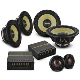 DS18 Dlx Qlty 6.5in+3.5in+2.2in 3-Way 180 Watt RMS 4 ohm Ylw Straw + Composite Foam Cone Neodymium