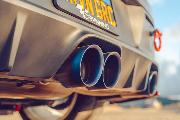 REMARK Catback Exhaust. Toyota GR Corolla. Outer: 4" Titanium Tips, Center: Dual 4" Titanium Tips