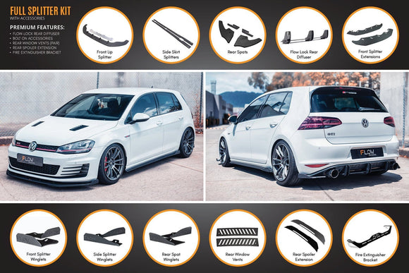 Flow Designs MK7 Golf GTI Full Lip Splitter Set With Flow-Lock Rear Diffuser