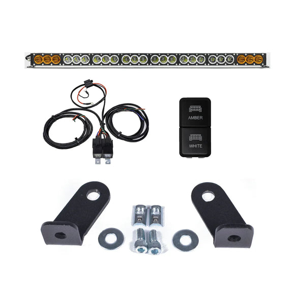 Cali Raised Dual Function Amber/White Led Light Bar Prinsu Mounting Bracket Kit - Wire Harness/Tall