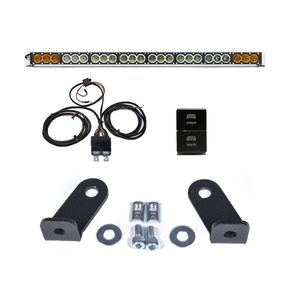 Cali Raised Dual Function Amber/White Led Light Bar Prinsu Mounting Bracket Kit - Wire Harness/Small