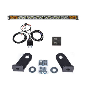 Cali Raised Dual Function Amber/White Led Light Bar Prinsu Mounting Bracket Kit - Wire Harness/SQ