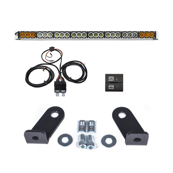 Cali Raised Dual Function Amber/White Led Light Bar Prinsu Mounting Bracket Kit - Wire Harness/SQ