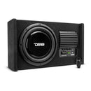 DS18 Single 10in Shallow Subwoofer & Enclosure 300 Watt RMS Downfiring Sealed Black Carpet Amplified-1