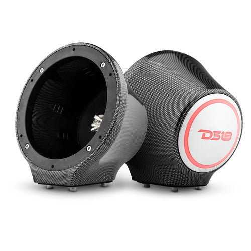 DS18 6.5in Marine And Powersports Universal Flat Mount Speaker Pod RGB LED Lights- Carbon Fiber