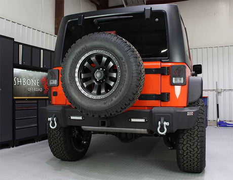 Fishbone Offroad 07-18 Jeep JK Wrangler Rubicon Steel Rear Bumper W/LEDs - Blk Textured Powdercoat