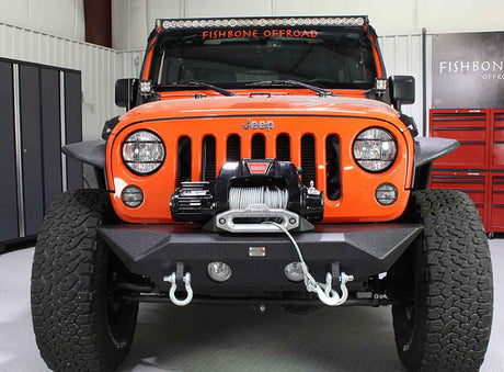 Fishbone Offroad 07-18 Jeep Wrangler JK Rubicon Unlimited Steel Front Bumper - Blk Txtrd Powdercoat