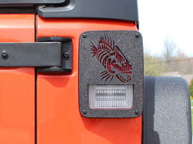 Fishbone Offroad 07-18 Jeep Wrangler JK - Black Textured Powdercoat Tail Light Covers - 0