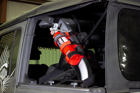 Fishbone Offroad Padded Roll Bar Red Fire Extinguisher Holder