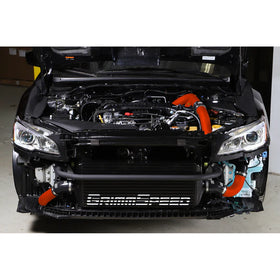 Grimmspeed Front Mount Intercooler Kit Black Coated Inc. Red Piping For Subaru 15-21 WRX - 0
