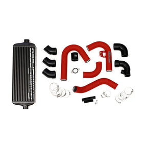 Grimmspeed Front Mount Intercooler Kit Black Coated Inc. Red Piping For Subaru 15-21 WRX