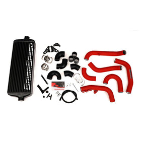 Grimmspeed Front Mount Intercooler Kit Black Coated Red Piping For Subaru 15-21 STI