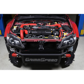 Grimmspeed Front Mount Intercooler Kit Black Coated Red Piping For Subaru 08-14 STI - 0