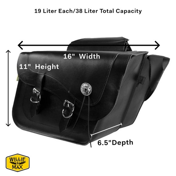 Willie & Max Universal Deluxe Large Slant Saddlebags (16 in L x 11 in W x 6.5 in H) - Black