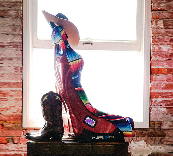 NRG FRP Bucket Seat PRISMA Serepi Edition W/ Red Pearlized Back Mexi-Cali Blanket Print - Large