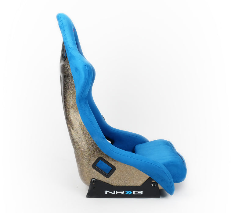 NRG FRP Bucket Seat ULTRA Edition - Large (Blue Alcantara/Gold Glitter Back) - 0