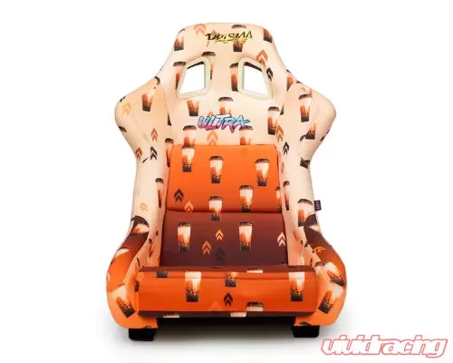 NRG FRP Bucket Seat PRISMA Boba Edition Vegan Material w/ phone pocket - Gold pearl back - Large - 0