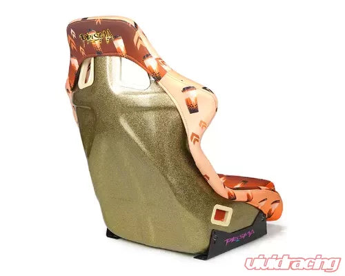 NRG FRP Bucket Seat PRISMA Boba Edition Vegan Material w/ phone pocket - Gold pearl back - Large