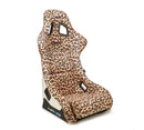 NRG FRP Bucket Seat PRISMA SAVAGE Edition White Pearlized Back Cheetah Leopard Print - Large-1