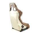 NRG FRP Bucket Seat PRISMA SAVAGE Edition White Pearlized Back Cheetah Leopard Print - Large-3