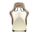 NRG FRP Bucket Seat PRISMA SAVAGE Edition White Pearlized Back Cheetah Leopard Print - Large-4