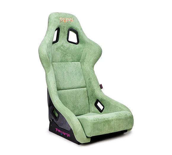 NRG FRP Bucket Seat PRISMA Edition W/ Pearlized Back Olive Alcantara - Large