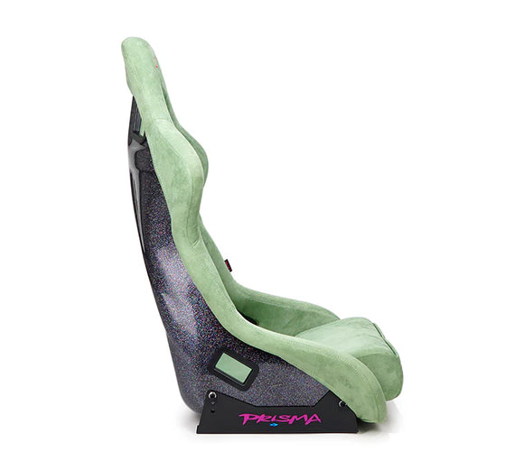 NRG FRP Bucket Seat PRISMA Edition W/ Pearlized Back Olive Alcantara - Large