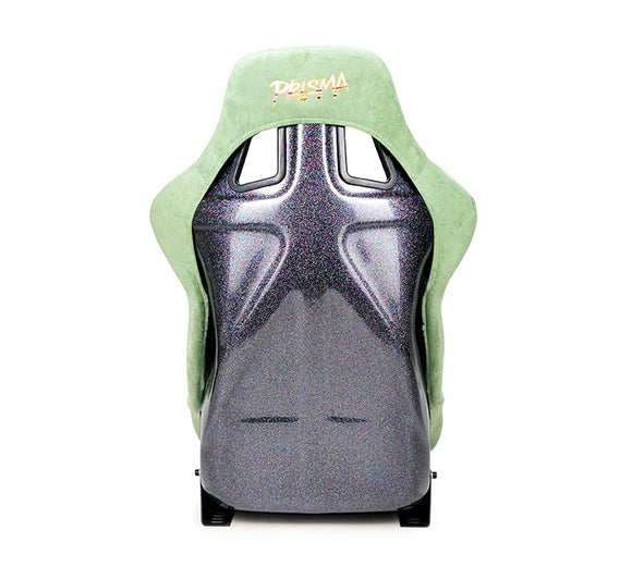 NRG FRP Bucket Seat PRISMA Edition W/ Pearlized Back Olive Alcantara - Large