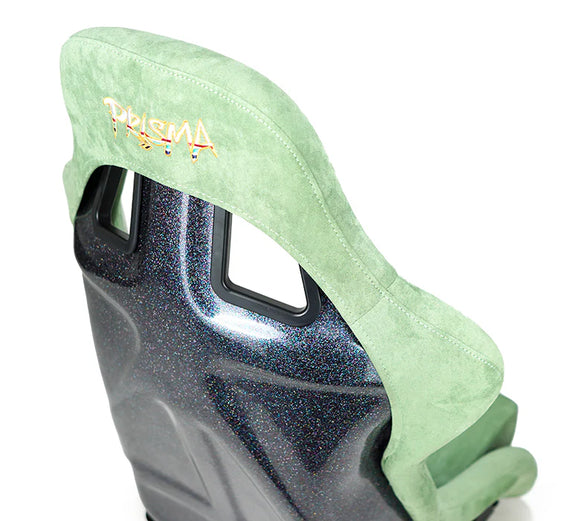 NRG FRP Bucket Seat PRISMA Edition W/ Pearlized Back Olive Alcantara - Large