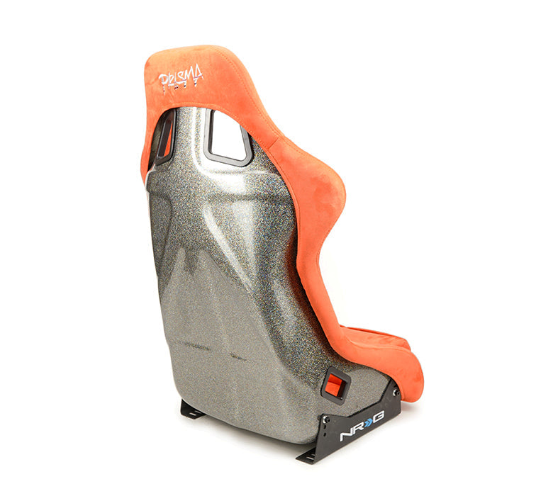 NRG FRP Bucket Seat ULTRA Edition W/ Grey Pearlized Back / Orange Microfiber Material - Large
