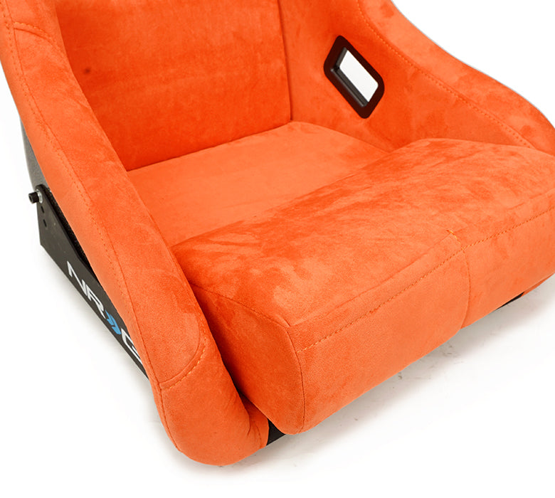 NRG FRP Bucket Seat ULTRA Edition W/ Grey Pearlized Back / Orange Microfiber Material - Large