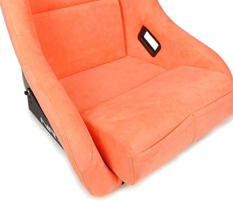NRG FRP Bucket Seat ULTRA Edition W/ Grey Pearlized Back / Peach Microfiber Material - Large