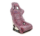 NRG FRP Bucket Seat PRISMA SAVAGE Edition White Pearlized Back Pink Panther Leopard Print - Large-1