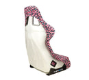 NRG FRP Bucket Seat PRISMA SAVAGE Edition White Pearlized Back Pink Panther Leopard Print - Large-3