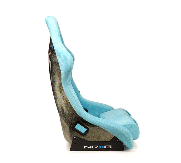 NRG FRP Bucket Seat ULTRA Edition W/ Grey Pearlized Back / Teal Microfiber Material - Large
