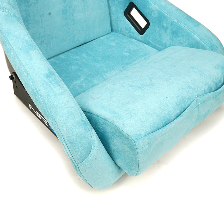 NRG FRP Bucket Seat ULTRA Edition W/ Grey Pearlized Back / Teal Microfiber Material - Large