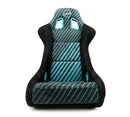 NRG FRP Bucket Seat - 20 Year Anniversary - Microfiber Black w/ Green Stripes & Arrow Design -Medium-1