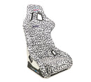 NRG FRP Bucket Seat PRISMA SAVAGE Edition White Pearlized Back Snow Leopard Print - Large-1